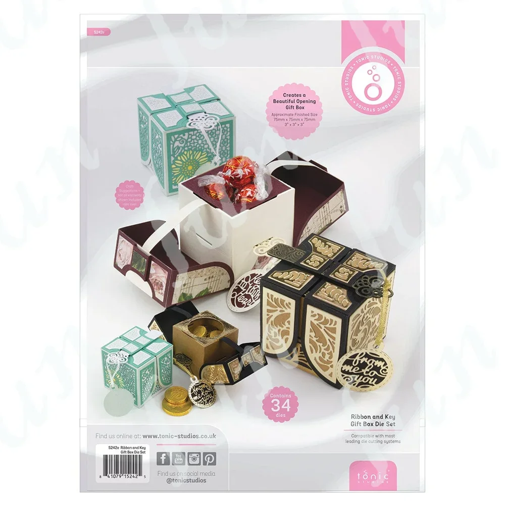 

Ribbon and Key Opening Gift Box Die Cuting Dies Diy Scrapbooking Greeting Card Embossing Template Decoration Stencils Molds