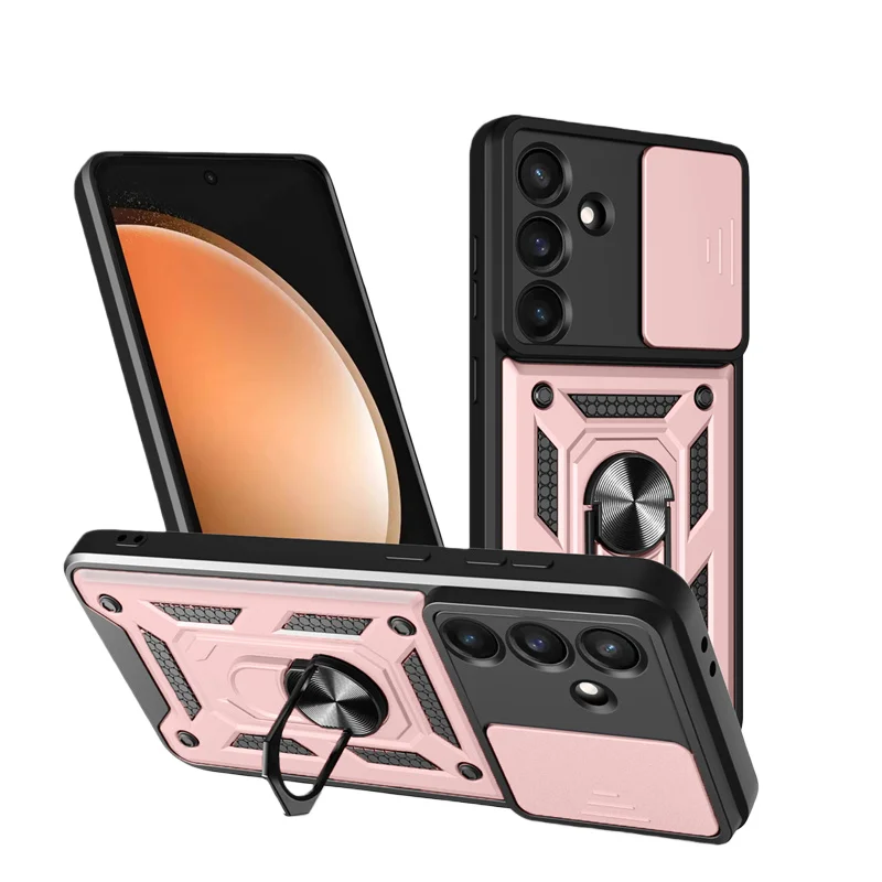 Slide Lens Protection Armor Case with Car Magnetic Bracket - Durable Protective Cover