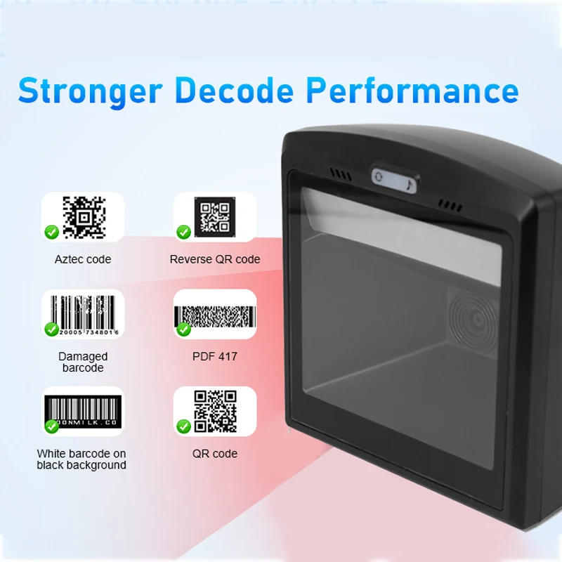 Hbapos-hands Barcode Scanner 2d 1d Desktop qr Bar Code Reader Automático para Pos pc Windows Omnidirecional - Imagem 6