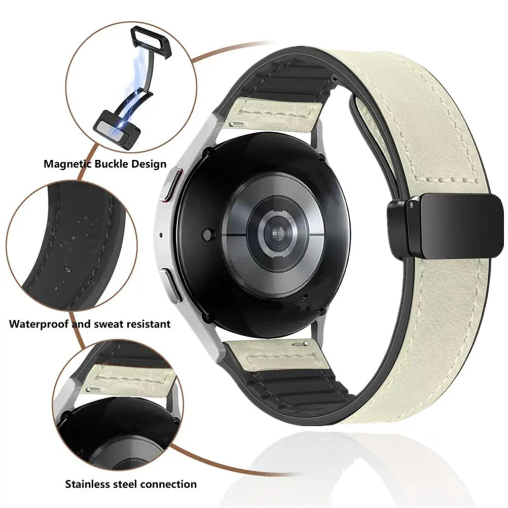 Elegant Magnetic Leather Silicone Strap - Premium 20/22mm Bracelet Band