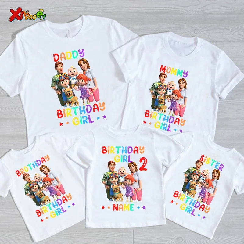 Birthday Girl Shirt for Family Matching Clothes Party Girls T Shirt Gift Custom Name Kids Clothing Outfit Children Clothes Daddy 3