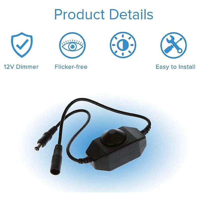5X LED 바 라이트 조광기, DC 12V-24V 6A 조광기 스위치, LED 바 라이트에 적합, LED 로프 라이트 3528, 5050, 5630 (검정색)