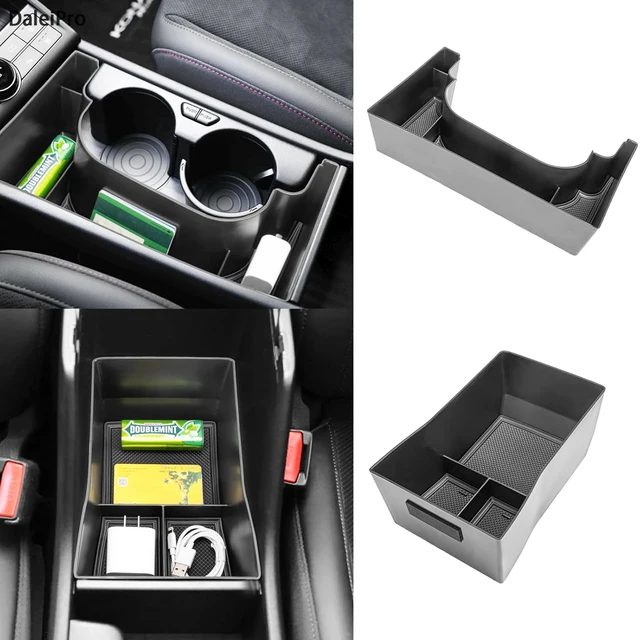 For Kona Hybrid Phev SX2 2024 2025 Center Console Organizer Tray Armrest Storage Box Layered Storage Box Tidying Car Accessories 1