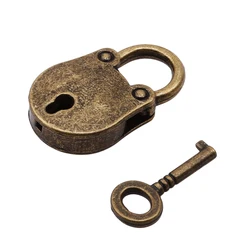 Old Vintage Style Metal Locks Mini Padlock Small Luggage Box Key Lock Bronze Color Home Usage Hardware Decorations