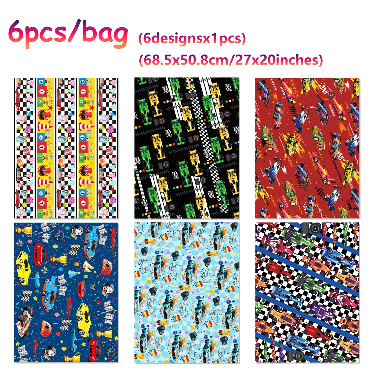 6/12 stücke Coole Racing Auto Kind Geburtstag Geschenkpapier Geschenke Verpackung Papier Geschenk Box Dekoration Geburtstag Dekoration Party Supplies – Detail 7