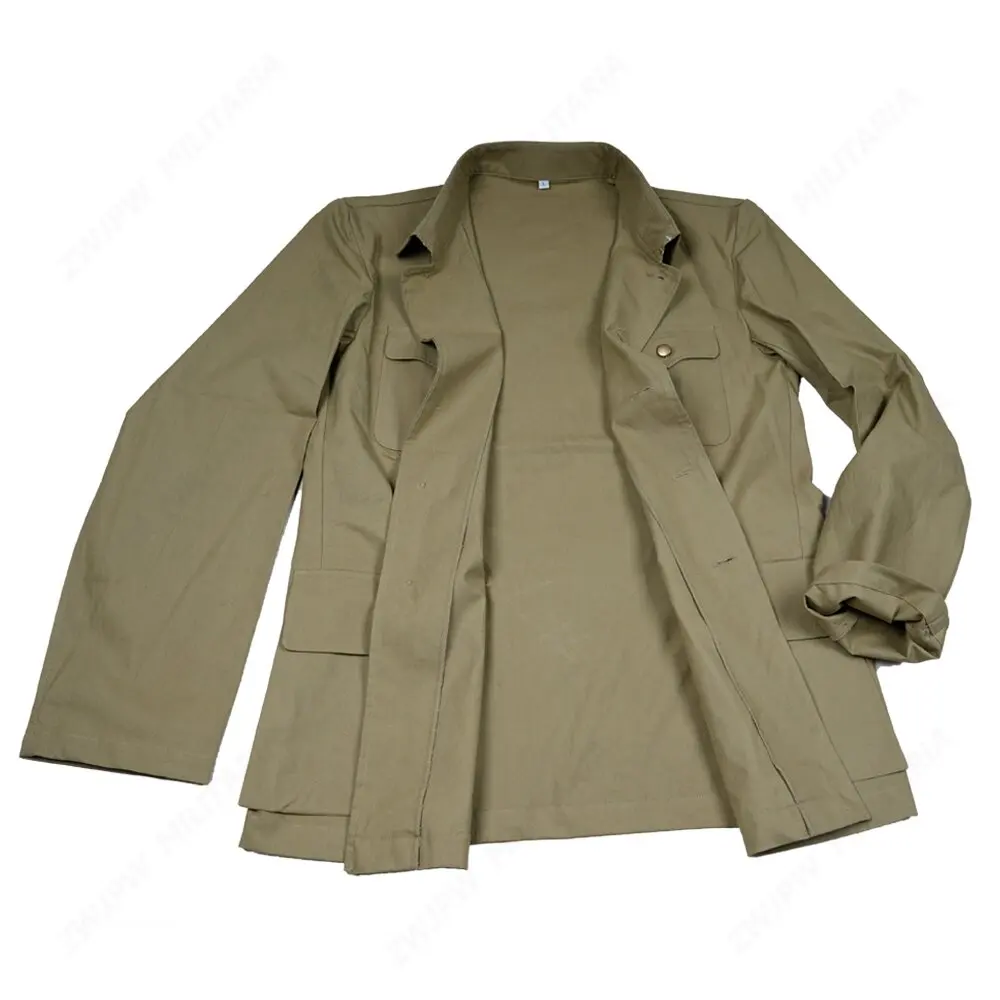 WW2 CHINA KMT MEN UNIFORM TYPE CHINESE SUIT SOLIDER JACKET ANTI-JAPANESE GRASS GREEN JACKET COPY FILM EXPORT PURE COTTON