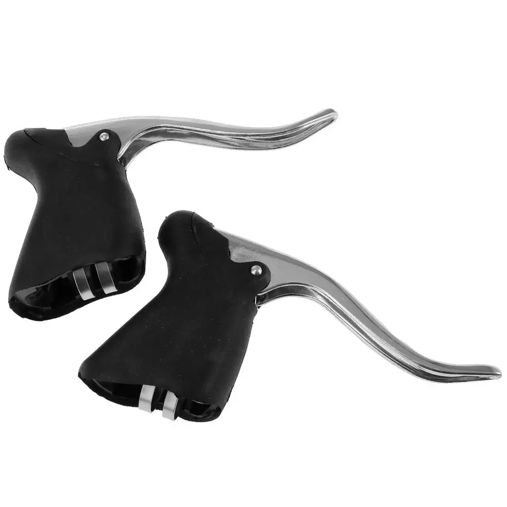 1 Pair Road Bike Drop Bar Brake Levers Cycling Bent Brake Handles Handbrakes Fixed Gear fits for 22.2 - 23.8mm Handl