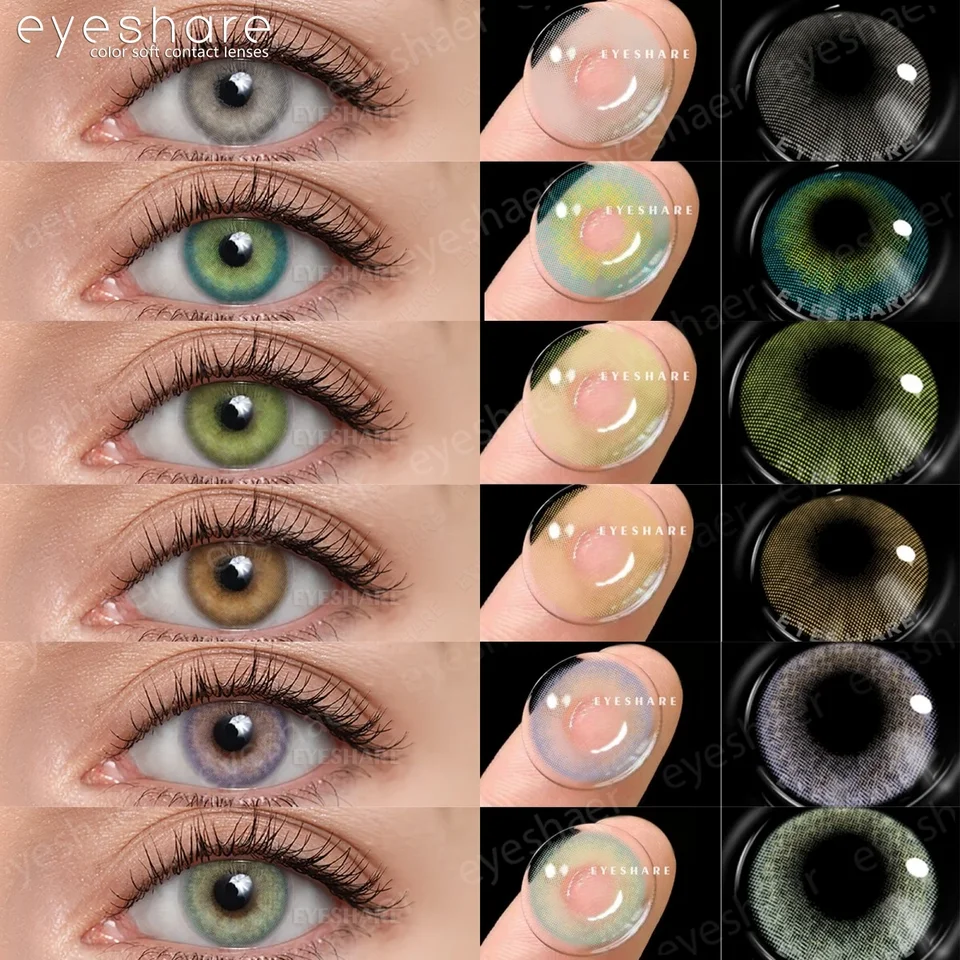 Green 2pcs/pair Three Tone Series Color Contact Lenses Colored Eye Contacts  Lentes Contacto Yearly Lenses For Eyes Colored Hk