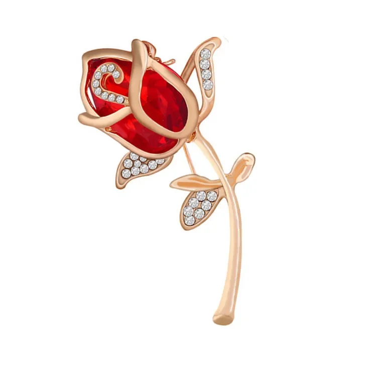 한국 스타일 패셔너블하고 정교한 안티 라이트 오픈 가디건 버튼 여성 액세서리 로즈 크리스탈 플래시 다이아몬드 브로치 핀