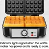 Four-Slice Belgian Waffle Iron Customize Temperature Nonstick Plates Easy Cleaning RJ04-4P-V2-WM New 5
