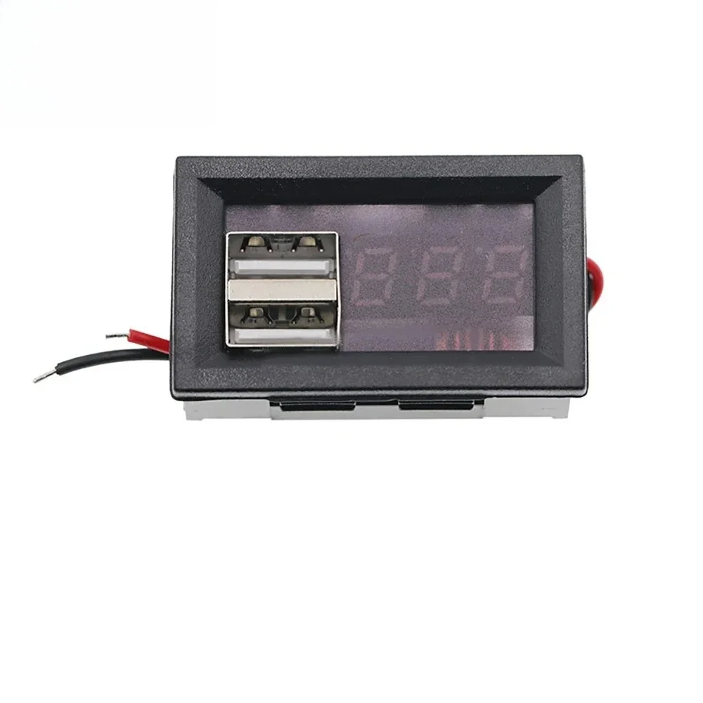 Compact 12V LED Voltmeter with Dual USB Charging Ports