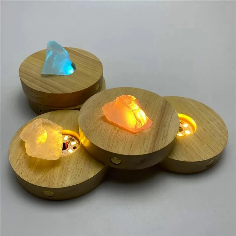 8cm LED Base Light Display Stand for Crystal 3D Photo Glass Art Tumbler RGB Multicolor Lighting Battery Powered or USB Plug in