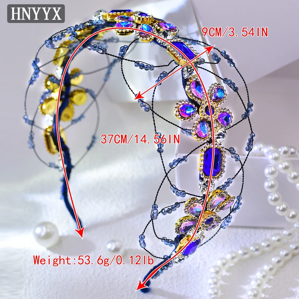 HNYYX Luxury Crystal Headband Sparkling Rhinestone Hair Accessories Flower Hairhoops Vintage Hair Pieces Party Hair Wear A144