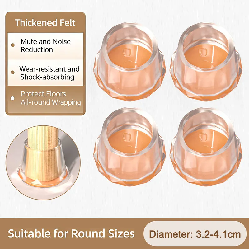 Silicone Floor Protectors for Chair Legs - Rectangle Pads to Safeguard Hardwood Floors
