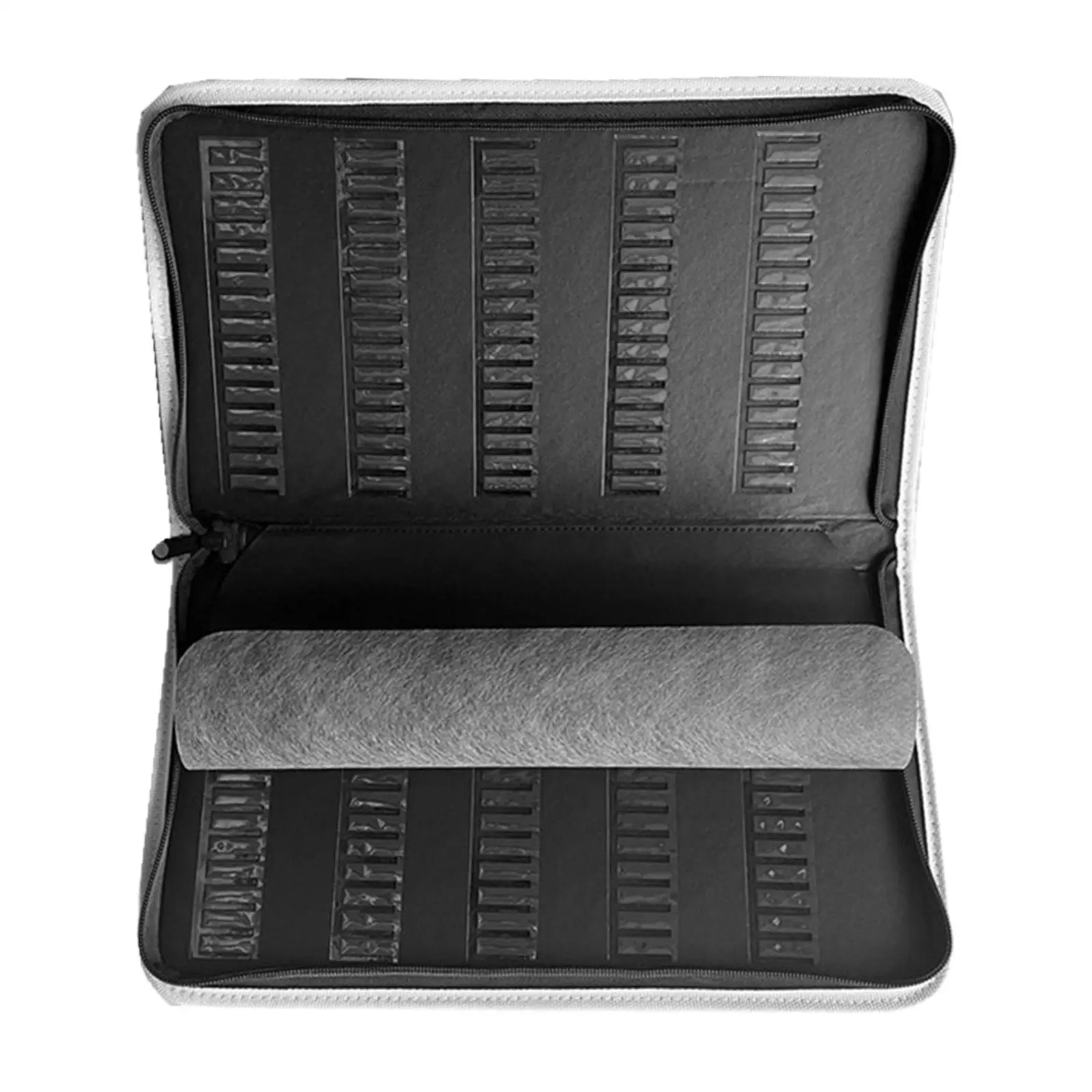 

Nail Art Drill Bits Storage Box Organizer Water Resistance Zipper Dustproof 150 Grids Pouch for Home Travel Household Nail Shop