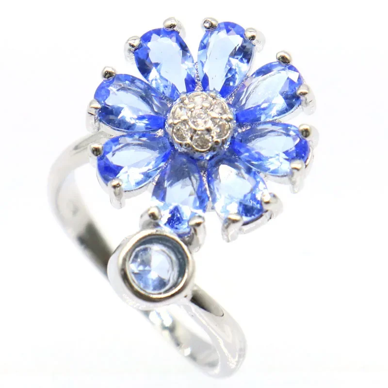 6g 925 SOLID STERLING SILVER Rings Charming Colorful Flowers Shape Kunzite Tourmaline Peridot Citrine Tanzanite Many Sizes 5-10