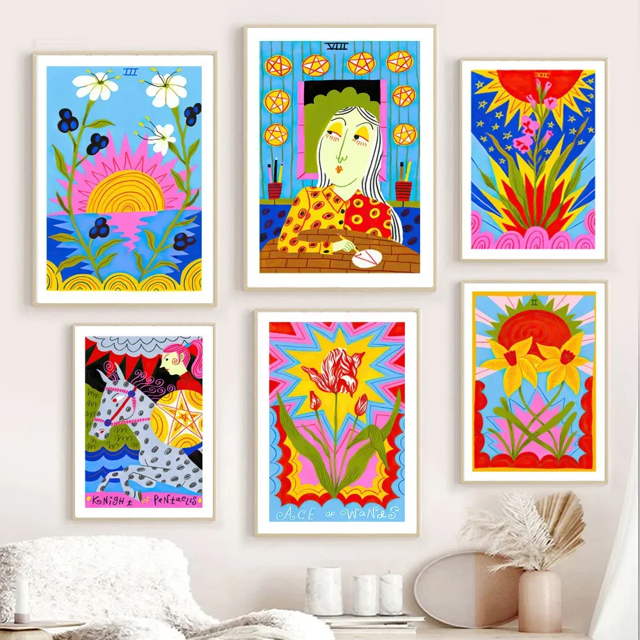 Abstract Colorful Flower Dandelion Funny Wall Art Canvas Painting Nordic Posters And Prints Wall Pictures For Living Room Decor
