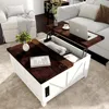 Farmhouse Lift Top Coffee Table with Storage, Wood Square Center Table with Charging Station&USB Ports, Living Room Central Tabl 1