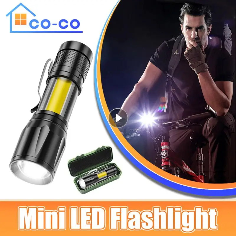 

Mini Portable Led Flashlight Built In Battery Zoom Torch COB Lamp 2000 Lumens Adjustable Pen Light Waterproof for Outdoor torch