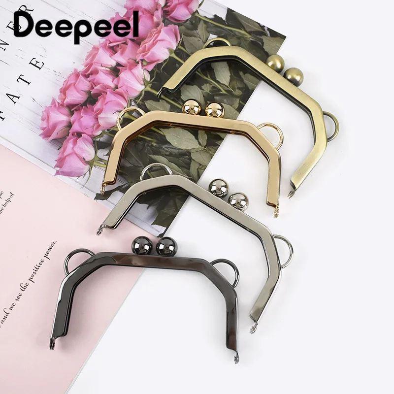 1/2Pcs Deepeel 14cm Smooth Bag Handles Framework Metal Purse Frame Bags Handle Sewing Brackets Wallet Kiss Clasp Sew Accessories