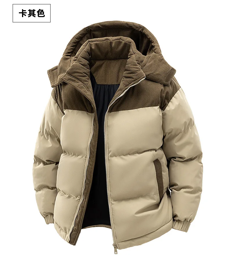 Custom LOGO cotton-padded clothes for men and women 2025 winter new thickened warm removable hooded cotton clothes couple jacket