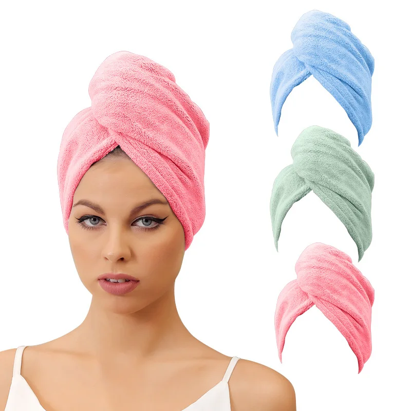 Women Hair Drying Hat Quick-dry Hair Bath Hat Towel Cap Hat Microfiber Solid Towel Cap Super Absorption Turban Hair Dry Cap