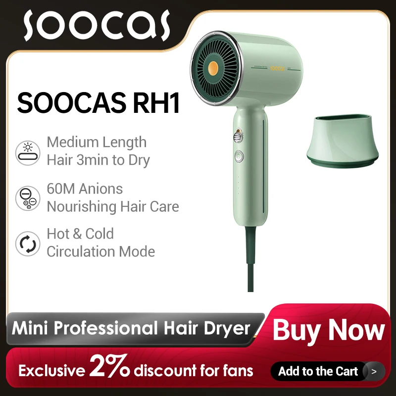 SOOCAS-RH1-Professional-Hair-Dryer-1600W-High-Power-Ion-Salon-Electric ...