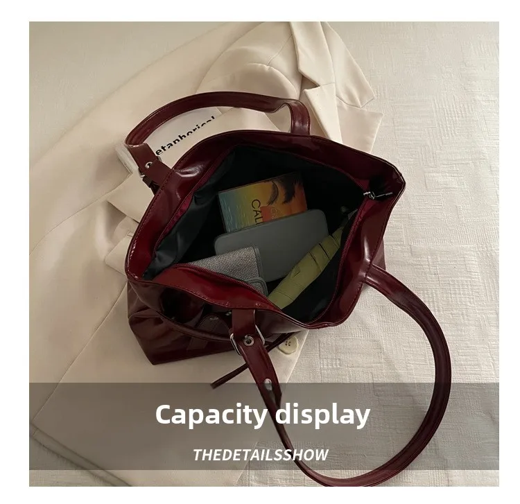 Large Capacity Women’s Shoulder Bag Tote Commuter Bag Simple Vintage Cross-Border New Style Bag Versatile Sensation 2025