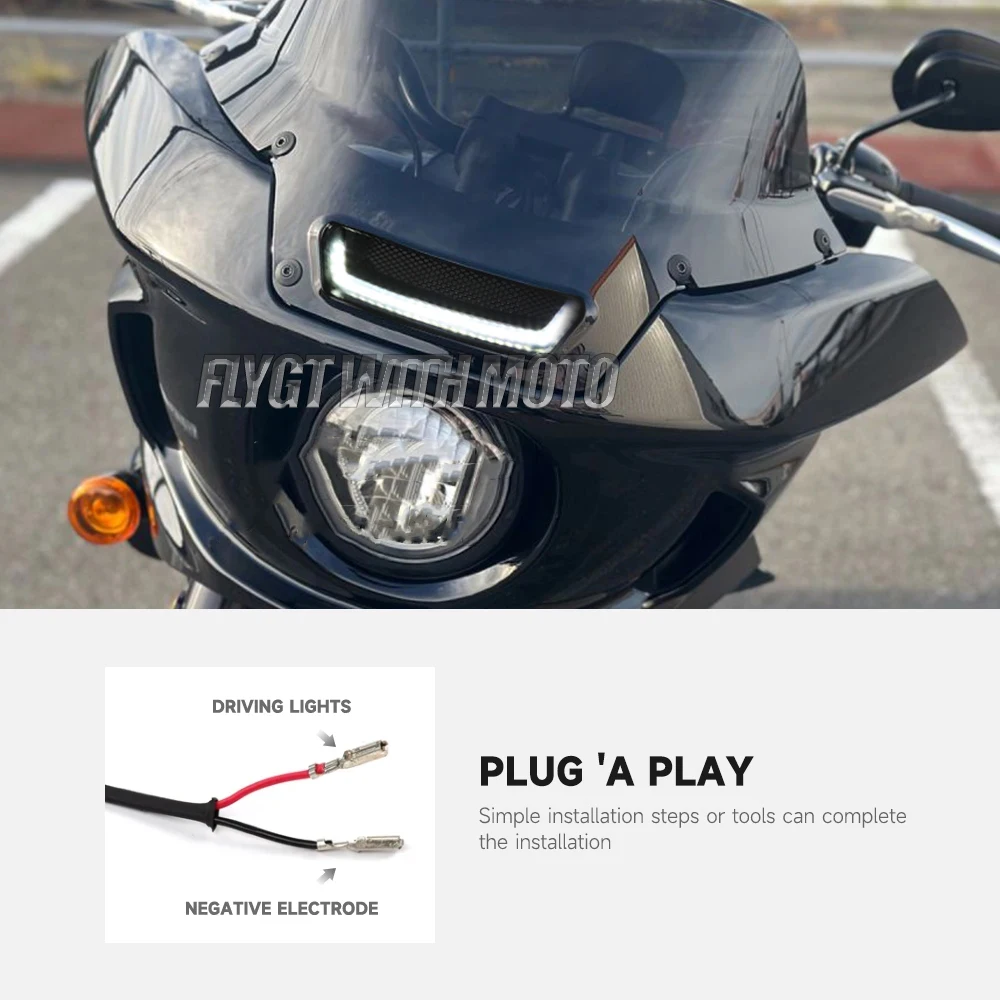 Harley Softail Low Rider ST El Diablo FXRST FXLRST 2022-2024 용 새 화이트 트레이서 헤드 라이트 벤트 액센트 LED