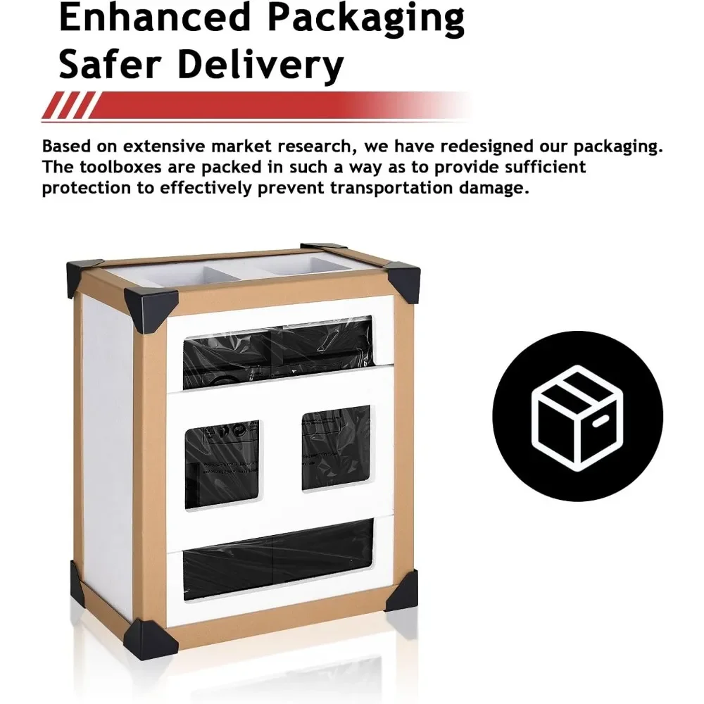 Chest,5-Drawer Rolling Storage Cabinet with Enhanced Packaging, Detachable Top Box, Metal Tool Cart 4