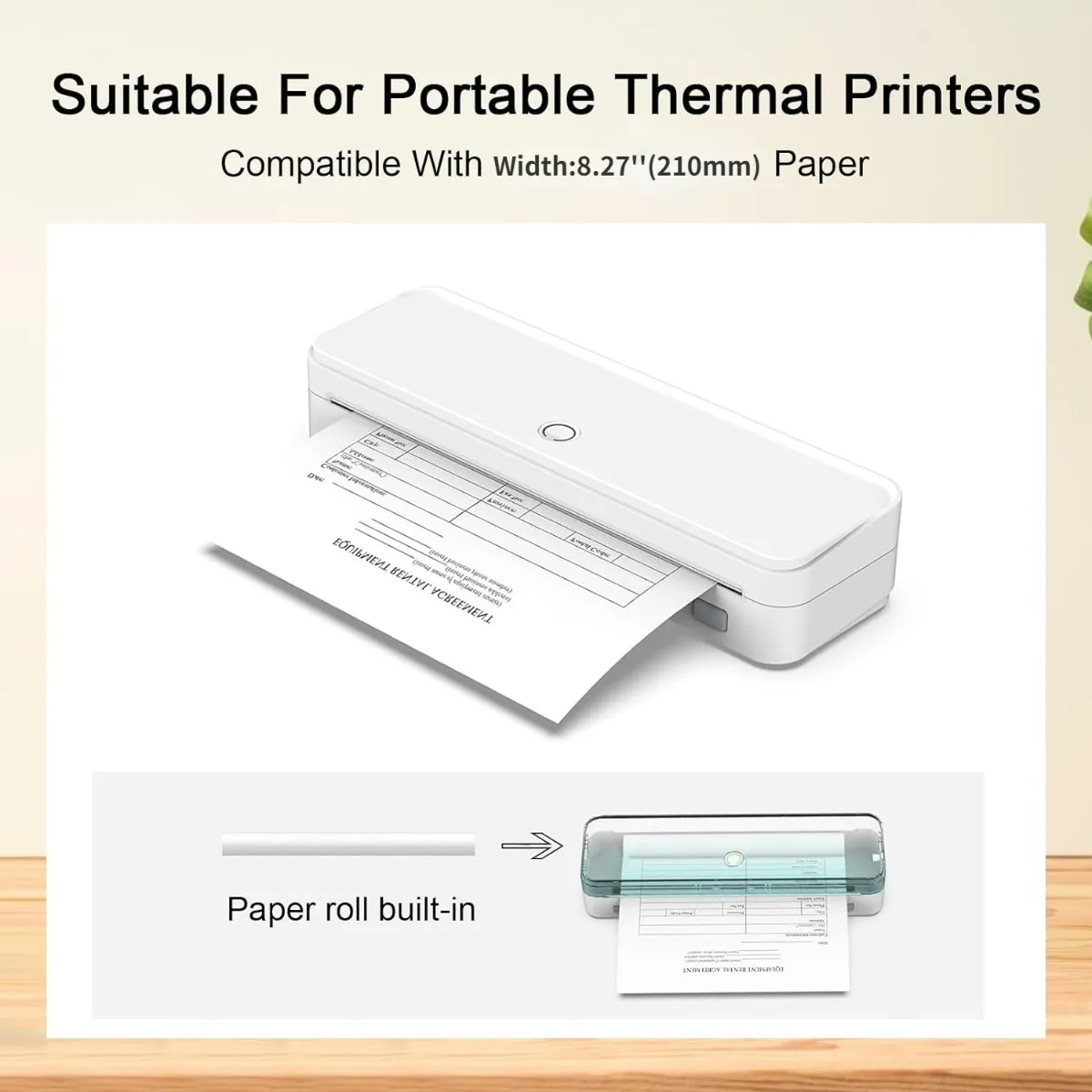 A4 Thermal Printer Paper, Roll for M08f M832 Printer, Thermal Paper Rolls Compatible with Peripage Bluetooth Portable Printer