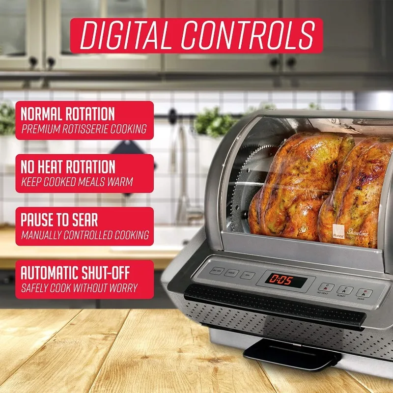 Ronco EZ-Store Rotisserie Oven,Gourmet Cooking at Home,Cooks Perfectly Roasted Chicken,Turkey,Pork,Roasts&Burgers,Large Capacity 5