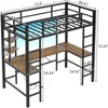 Twin Size Loft Bed with U Shaped Desk LED Loft Metal Bed Frame with and Led Lights Twin  Charging Station and Storage Shelves 6