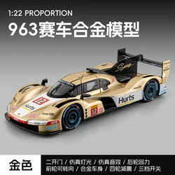Porsche 963 LMDh Circuit Endurance Racing Car Diecast Model - Alloy Sports Car Replica (Gold)