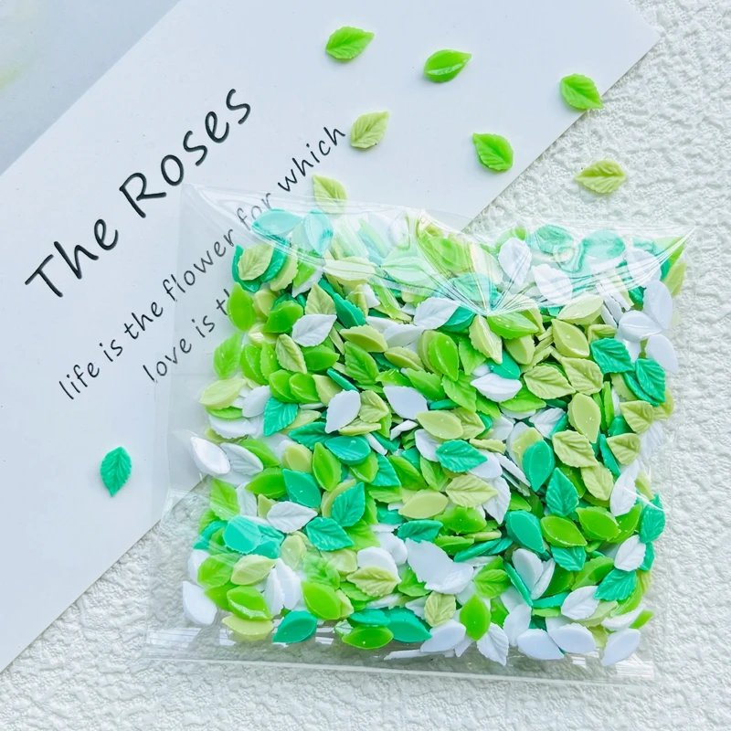 

100 Pcs New Cute Mini Resin Cartoon Simulate leaves Flatback Ornament Jewelry Making Manicure Hairwear Accessories