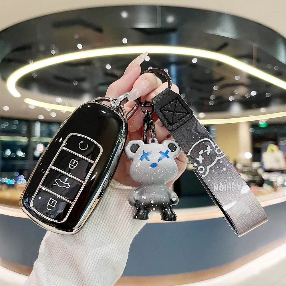 OFF WE GO Custodia Chiave Cover Chiave Guscio Chiavi per Chery Omoda C5 Tiggo 8 Plus 7 Pro Tiggo 8 Pro Arrizo 5 Coprichiave Macchina TPU Copri Chiavi, Argento Nero