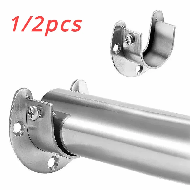 304 Stainless Steel Flange Seats Hardware Accessories Hook Curtain Rod Pipe Hook Fixed Support Bracket Seats Hook Snap Ring Bolt