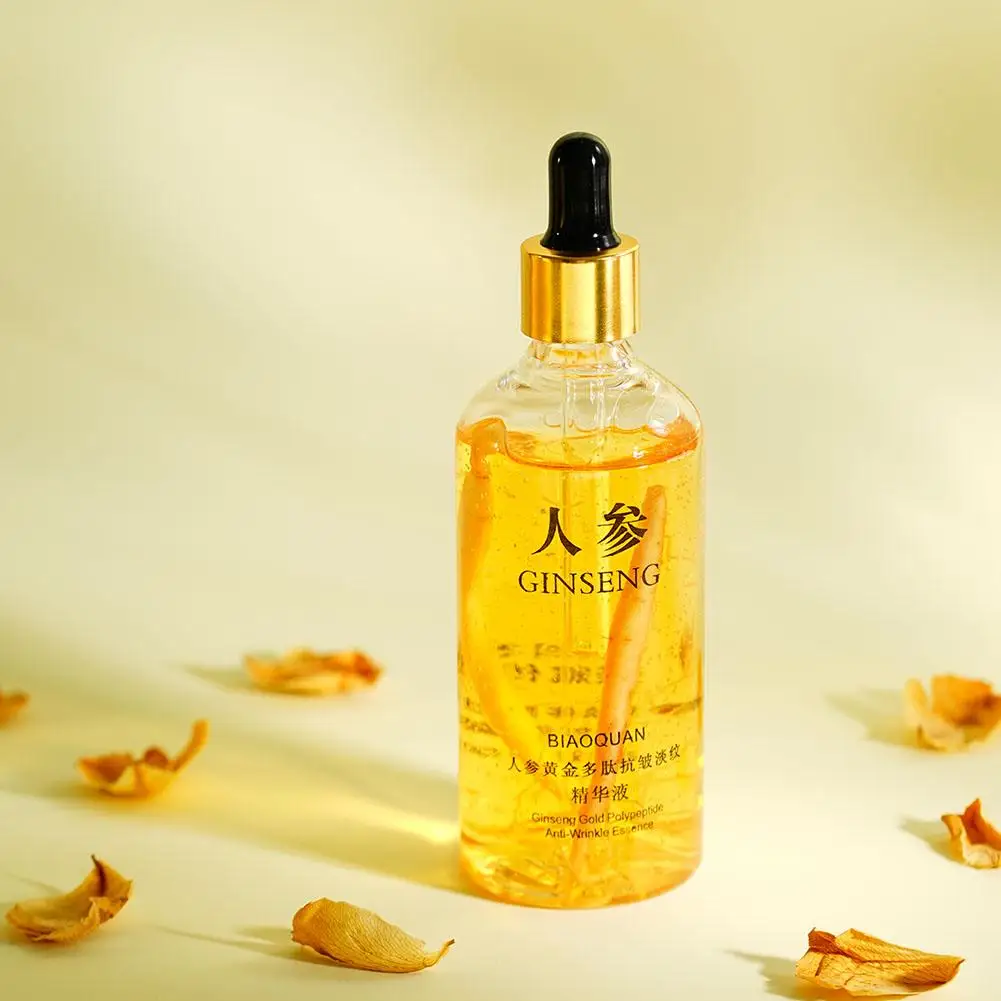 100mlGold Ginseng Face Essence Polypeptide Lightening Skin Moisturizing Facial Serum Smoothing Skin Care Products Deep Hydration 3