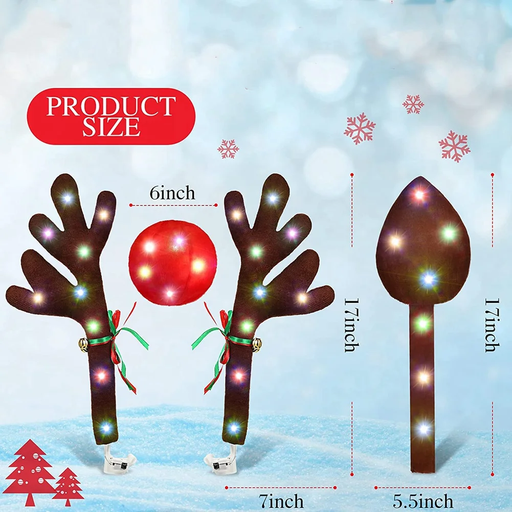 Decorazione Natalizia Renna Per Auto - Kit Con Corna E Naso Rosso, Senza Luci, Per Creare Atmosfera Festiva In Macchina