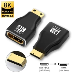 8K HDMI 2.1 Adapter Male to Female with 90/270 Degree Angles, 8K60Hz & 4K120Hz, 48Gbps High-Speed Connection - 8K HDMI 2.1 Adapter (Mini HDMI to HDMI)