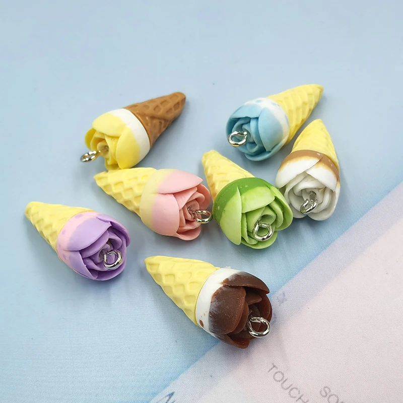 10 шт. Разноцветные Подвески в виде роз, кавайные Полимерные Подвески с плоским основанием для изготовления ювелирных изделий, фурнитура «сделай сам», серьги-брелки C1113