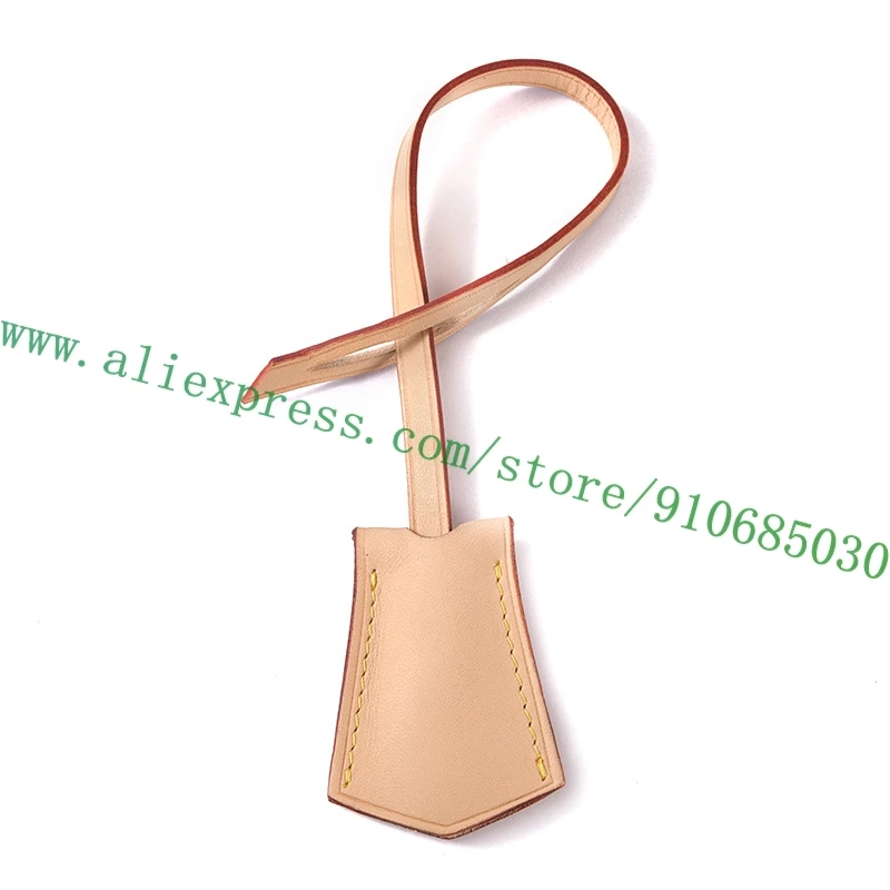 Solid Black Real Calf Leather Key Bell Charm Personalization Hanging Name Tag Strap For Designer Lady Handbag Women Bag