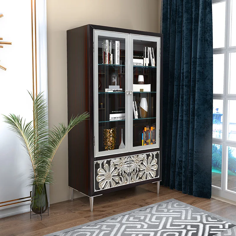 

Роскошный книжный шкаф, шкафчик из цельной древесины, комбинированный книжный шкаф, стеклянный шкаф для дисплея, мебель для бара