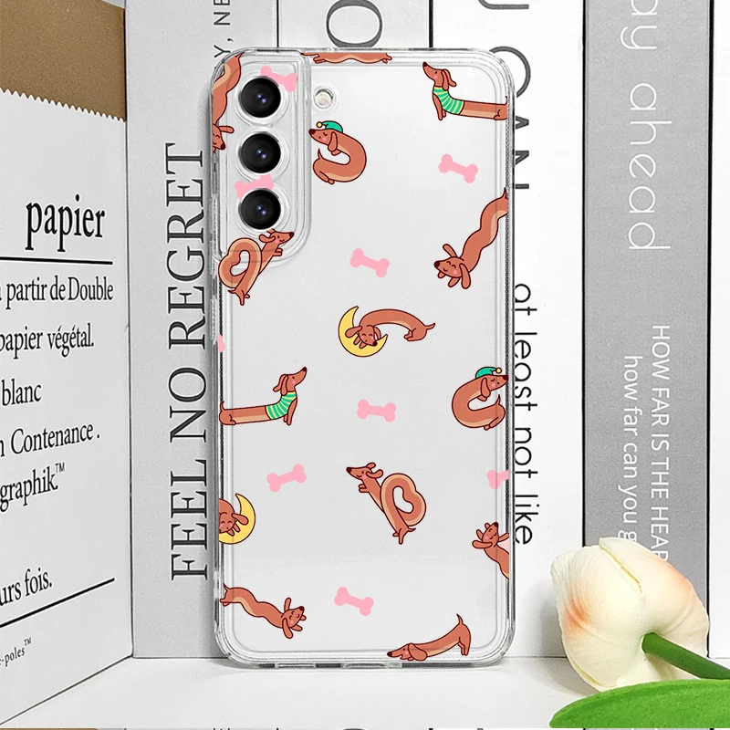 Charming Dachshund Dog Clear Soft Phone Case - Cute Animal Cartoon Design