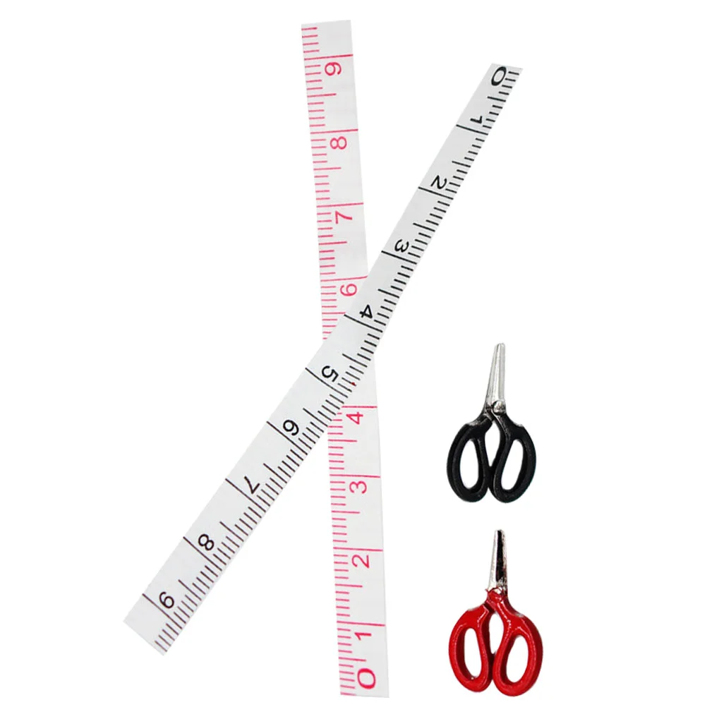 

Measuring Ruler Scissors Model Delicate Mini House Decor Realistic Miniature Toy Dolls Alloy Accessory