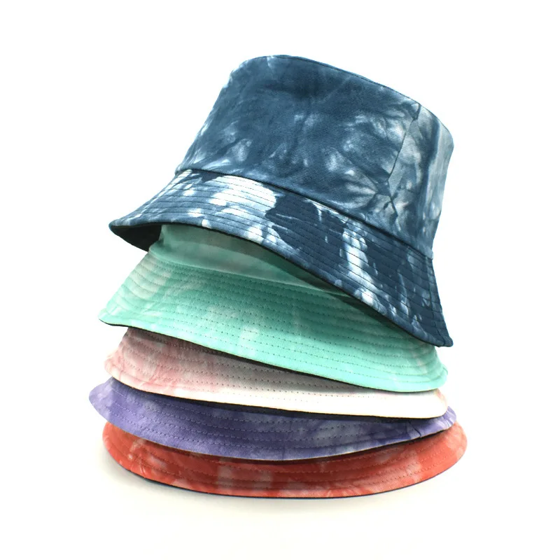 

New Tie-dye Bucket Hat Spring and Summer Women Double-sided Basin Hats Hip-hop Trend Travel Men Sunshade Panama Bob Cap Gorras