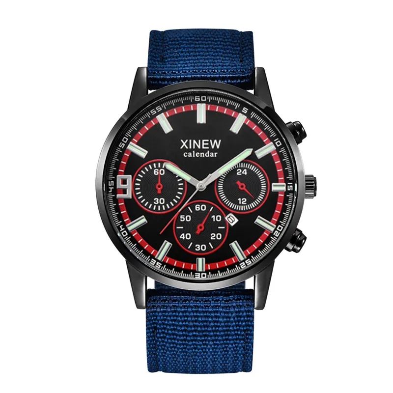 Original XINEW Brand Cheap Watches For Men Students Fashion Nylon Band Military Sports Date Quartz Watch Relogio Masculino 2024
