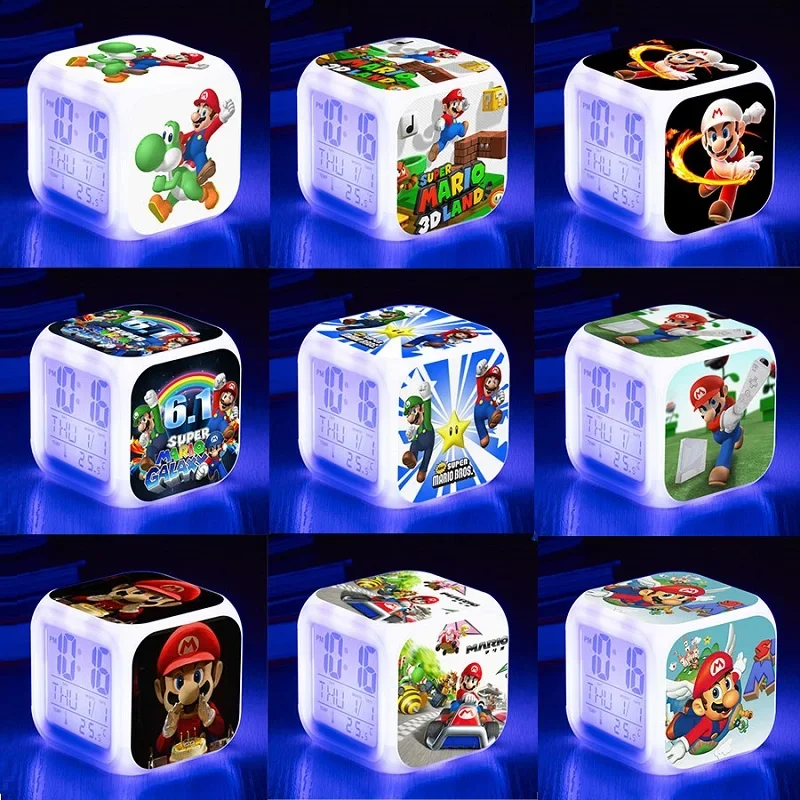 

Super Mario Bros LED Night Light Alarm Clock Games Children Cartoon Peripheral Ornaments Party Decoration Toys for Kids Gifts