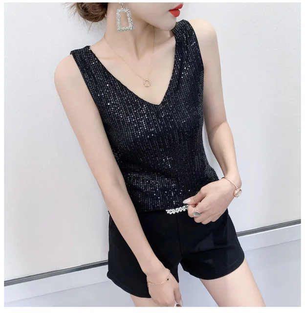 Top Senza Maniche Con Paillettes Donna - Brillantini Per Serate E Feste - Foto 6