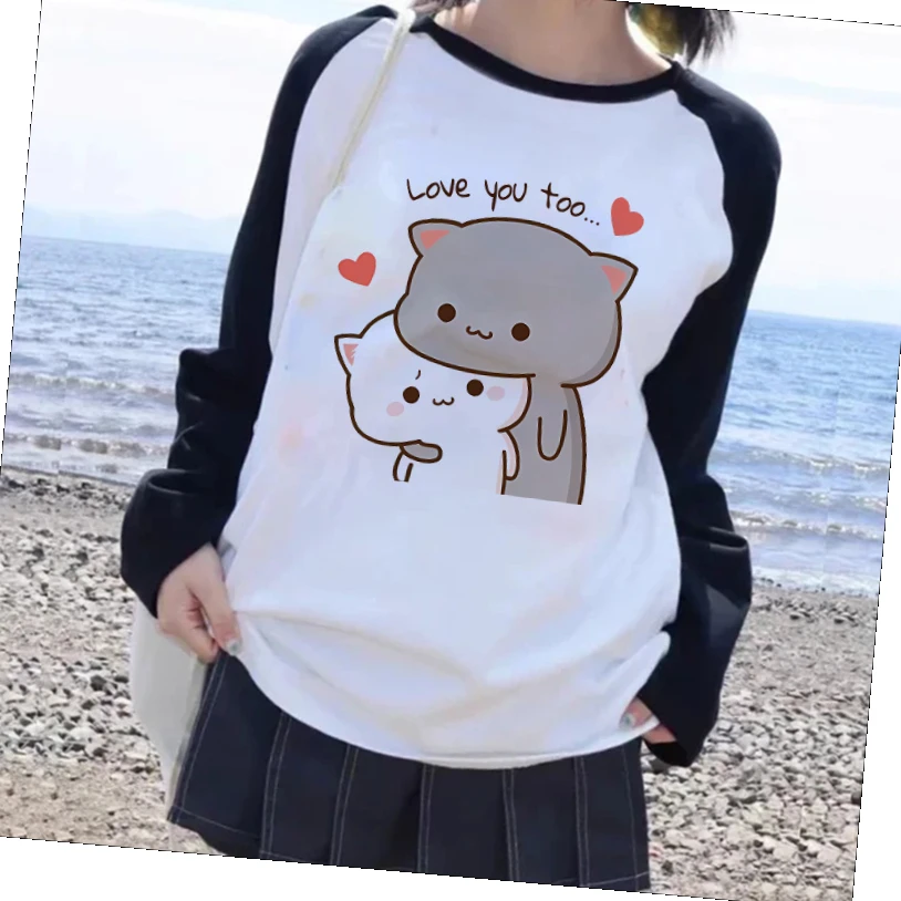 2026 Damen Lustiges Langarm-T-Shirt Y2k 90er Jahre Shirt Niedliches Bubu Dudu T-Shirt Gothic Harajuku Tees Tops Cartoon Grafik T-Shirt Damen